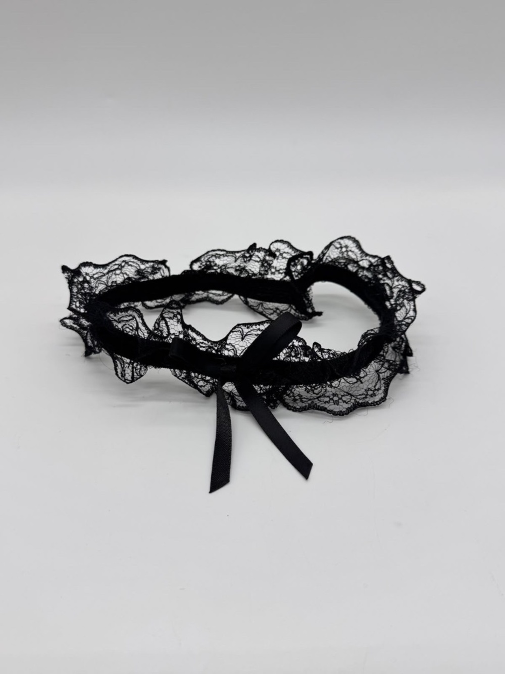 New Black Lace Thigh Garter Bow Bridal Gothic Boudoir Lingerie Wedding Prom NWOT